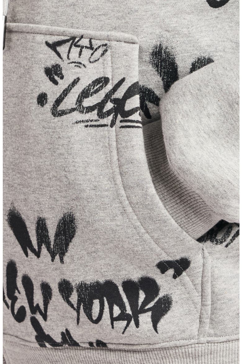 Graffiti Zip Hoodie, Alternate, color, HEATHER GREY