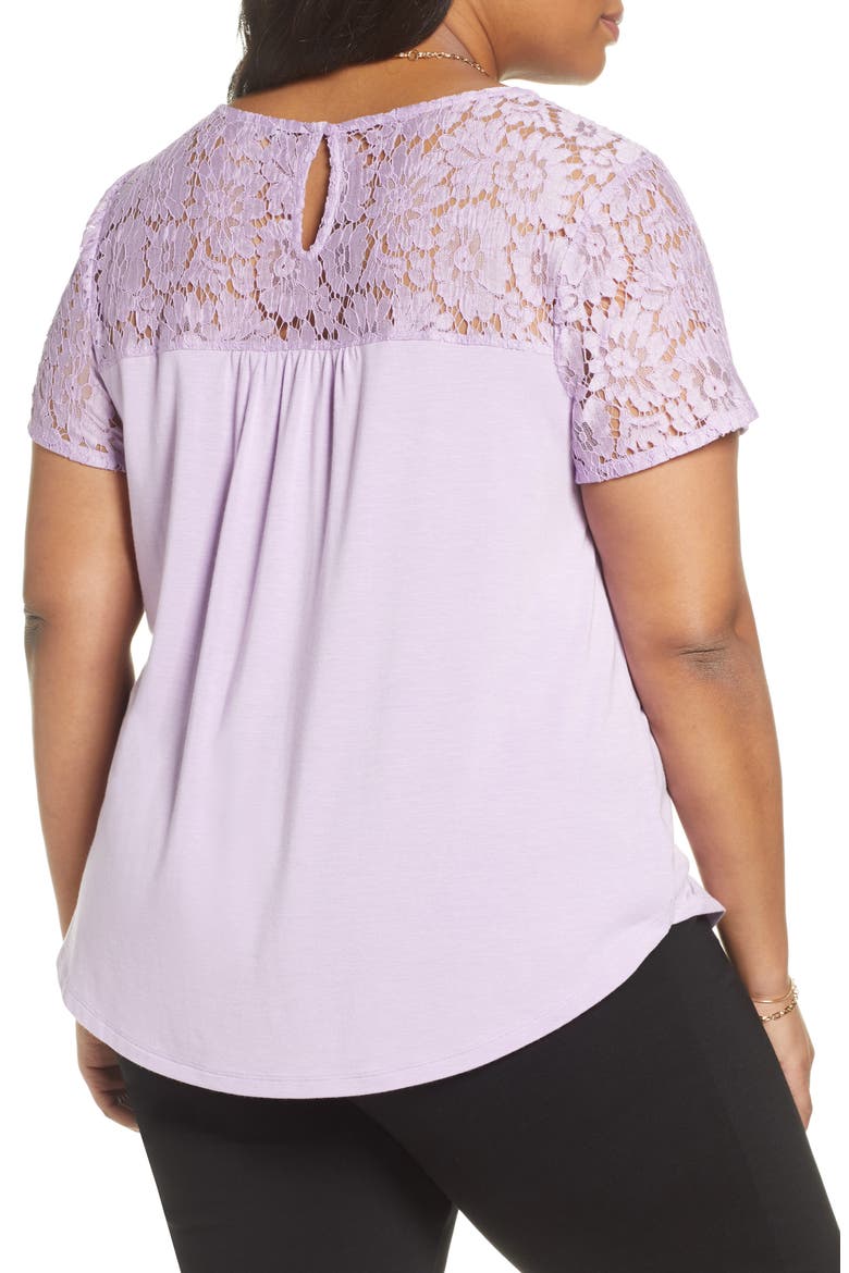 Floral Lace Yoke Top, Alternate, color, PURPLE CROCUS