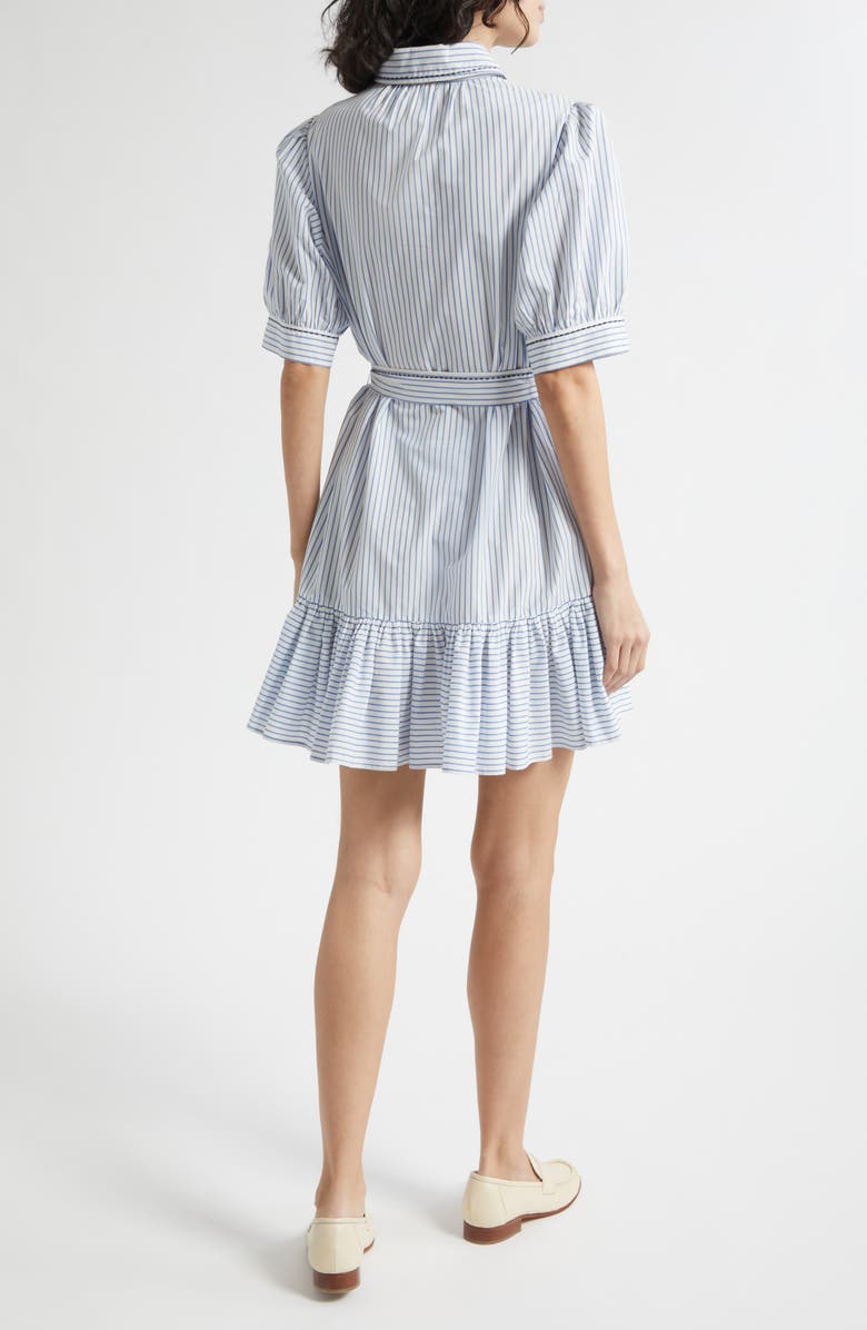 Cinq à Sept Zadie Floral Appliqué Stripe Cotton Blend Shirtdress, Alternate, color, White Multi