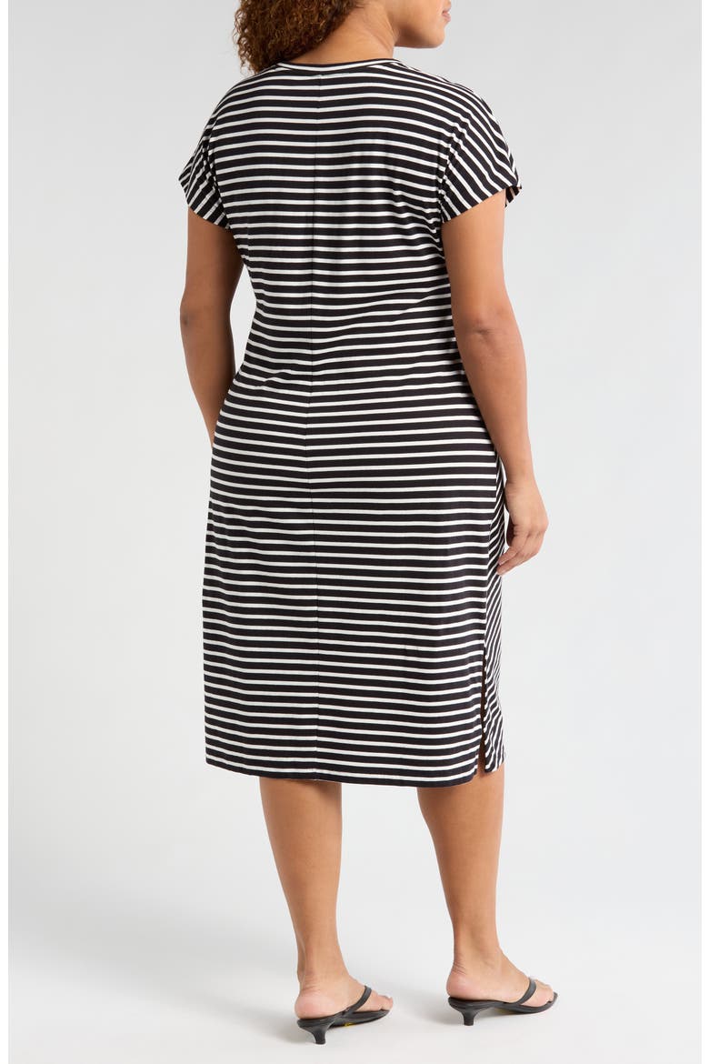 Crescent Knot T-Shirt Dress, Alternate, color, BLACK/ WHITE STRIPE