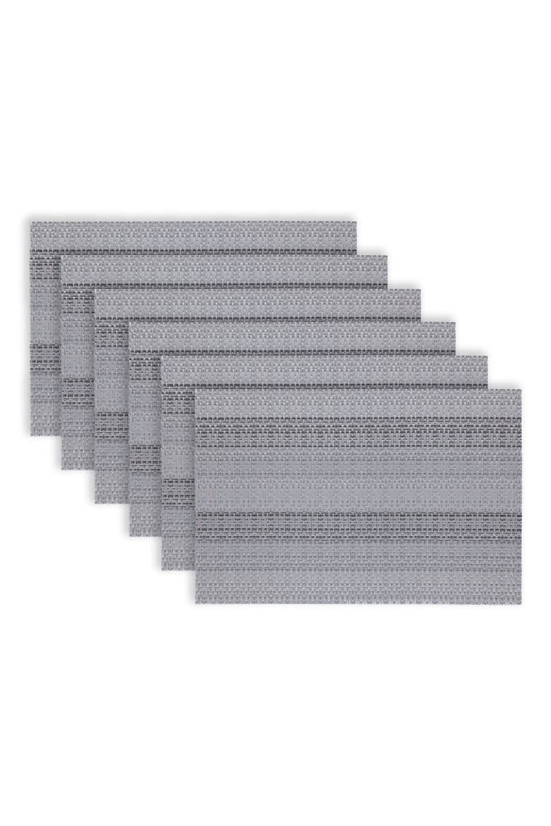 Set of 6 Vinyl Placemats, Alternate, color, STRIPED SILVER