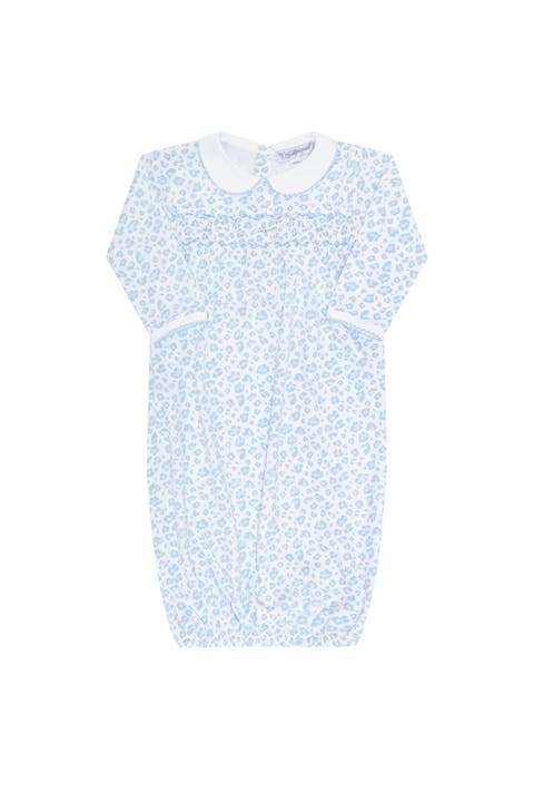 Blue Cheetah Print Smocked Gown - Baby