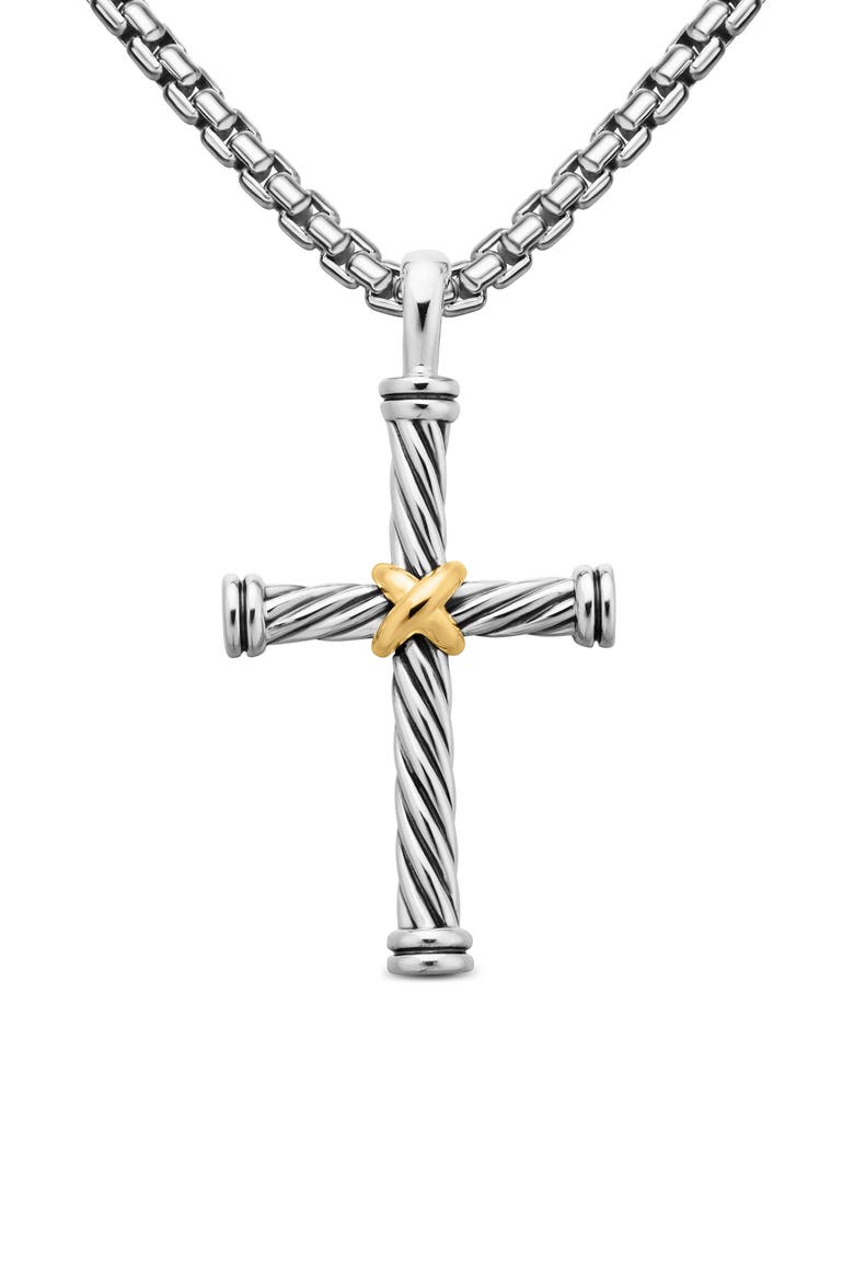 Cable Cross Enhancer with 18K Gold, Alternate, color, SILVER