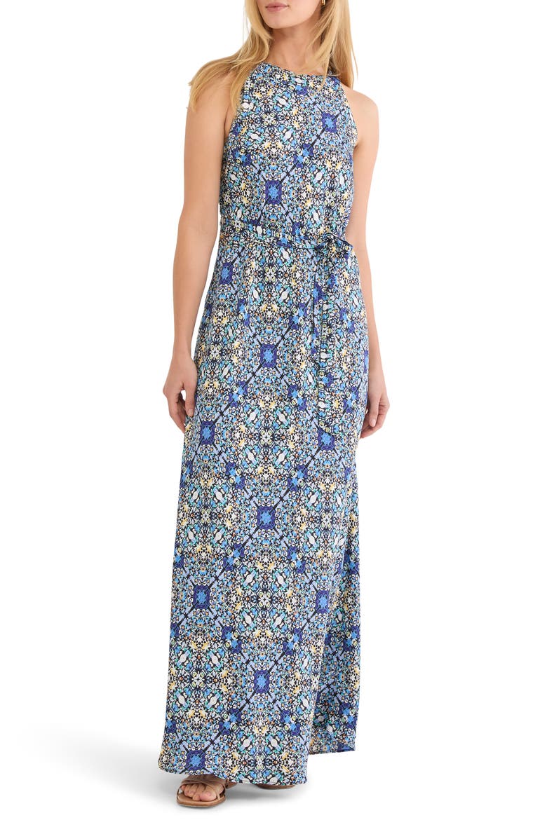 Becca Filigree Tile Sleeveless Dress, Main, color, BLUE MULTI