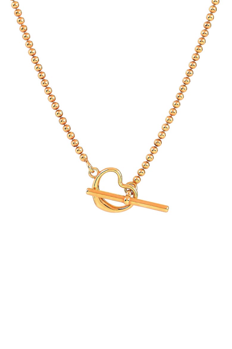 Primavera Made in Italy Heart Beaded Necklace, Main, color, GOLD