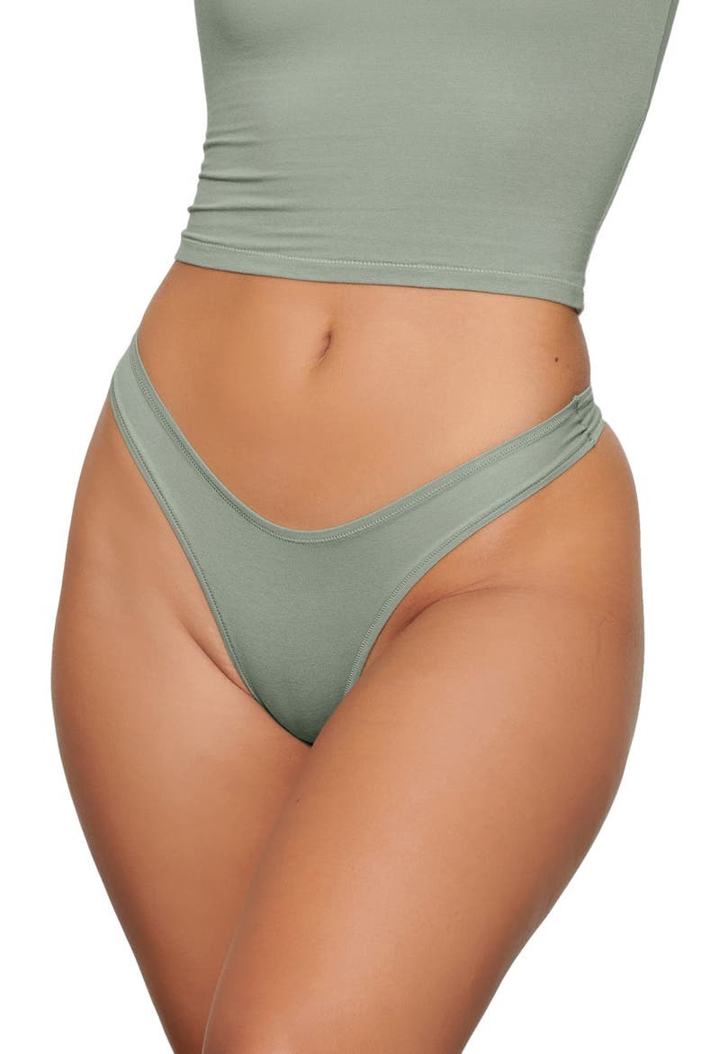 Cotton Stretch Jersey Dipped Thong, Main, color, MINERAL