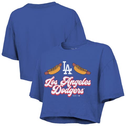 Women's Majestic Threads Royal Los Angeles Dodgers Boxy Crop T-Shirt