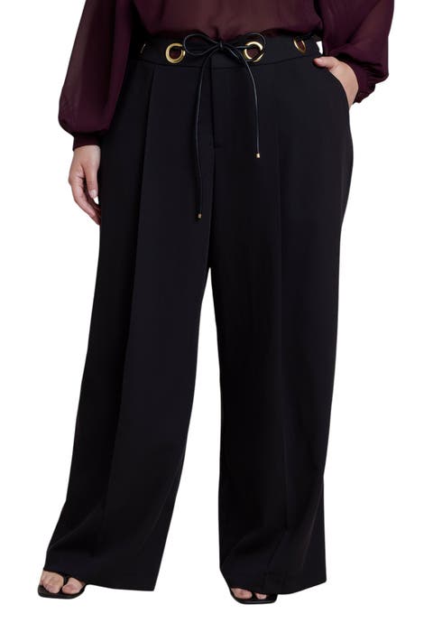 Grommet Detail Trouser With Leather Belt