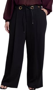 ELOQUII Grommet Detail Trouser With Leather Belt