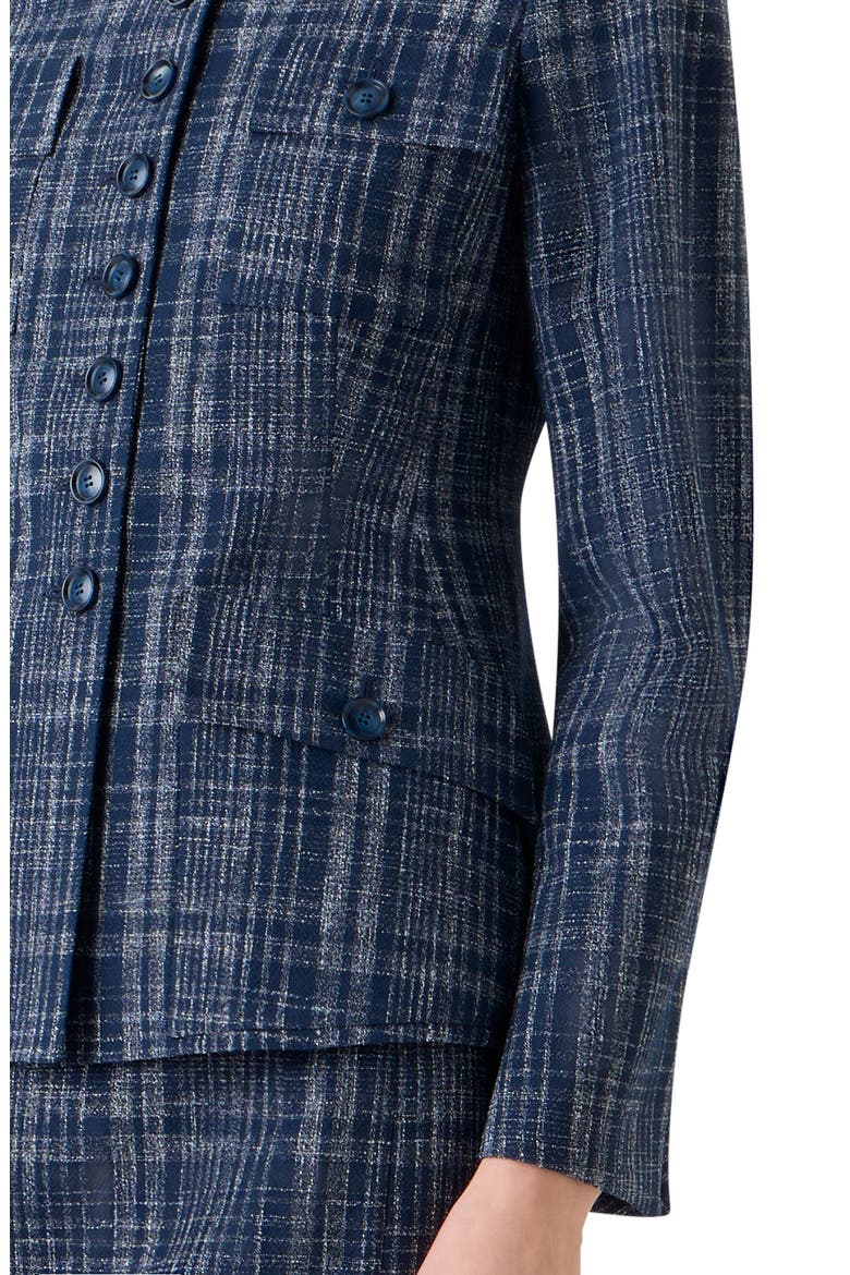 Delia Plaid Wool Blend Tweed Jacket, Alternate, color, NAVY-ECRU