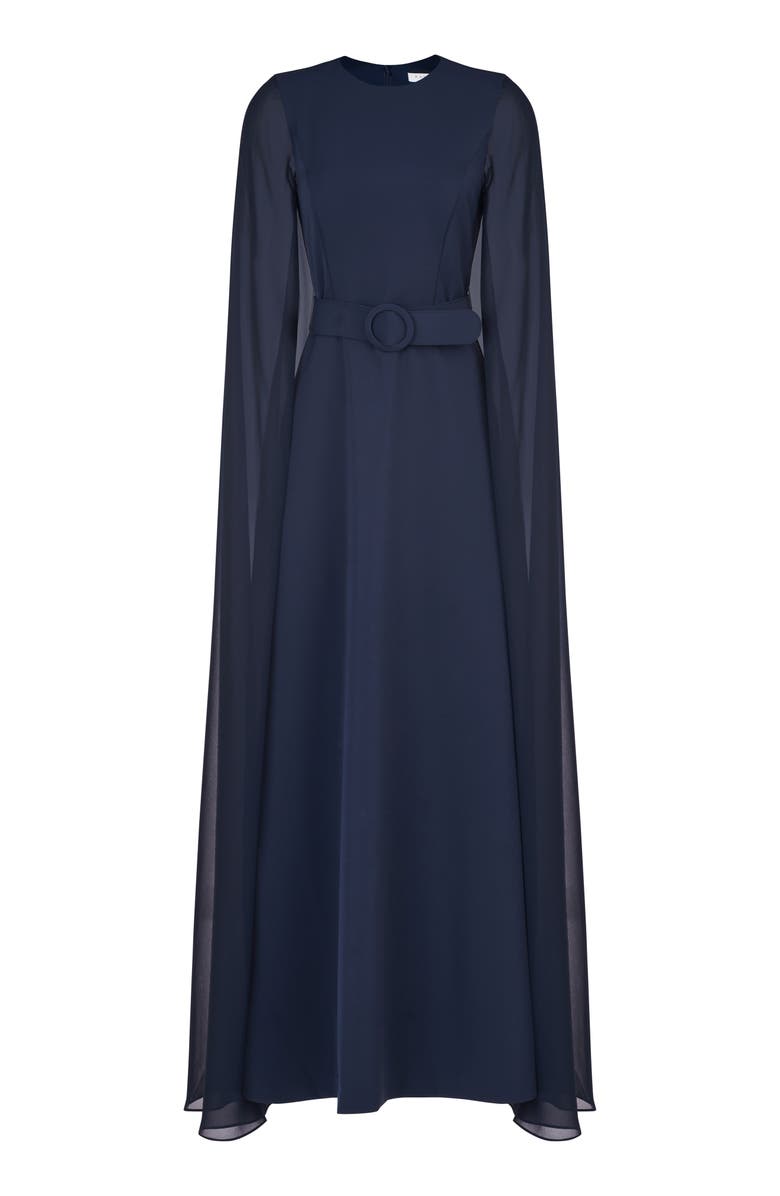 Kay Unger Freya Belted Cape Gown, Alternate, color, 