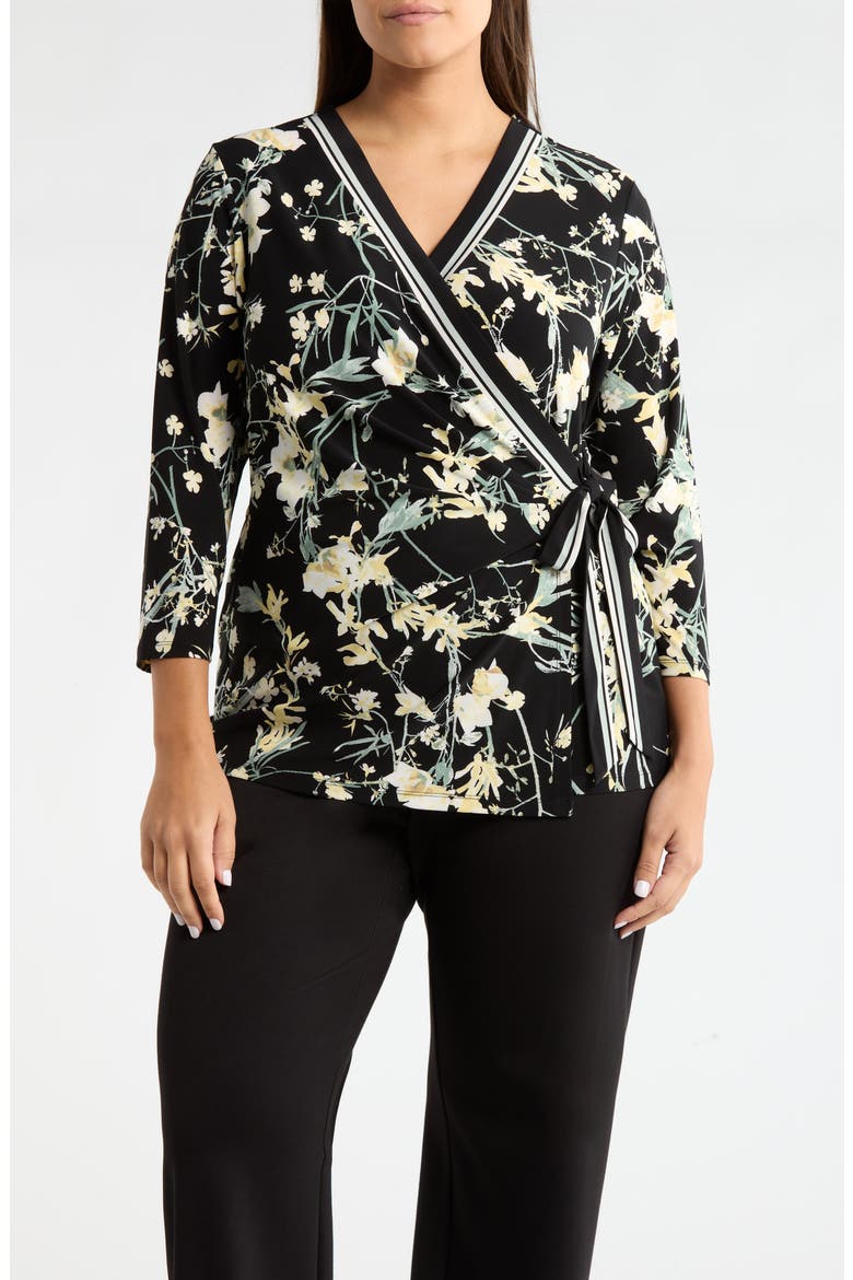 Leo Border Print Wrap Top, Main, color, ANNE BLACK MULTI