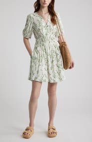 Treasure & Bond Print Puff Sleeve Minidress