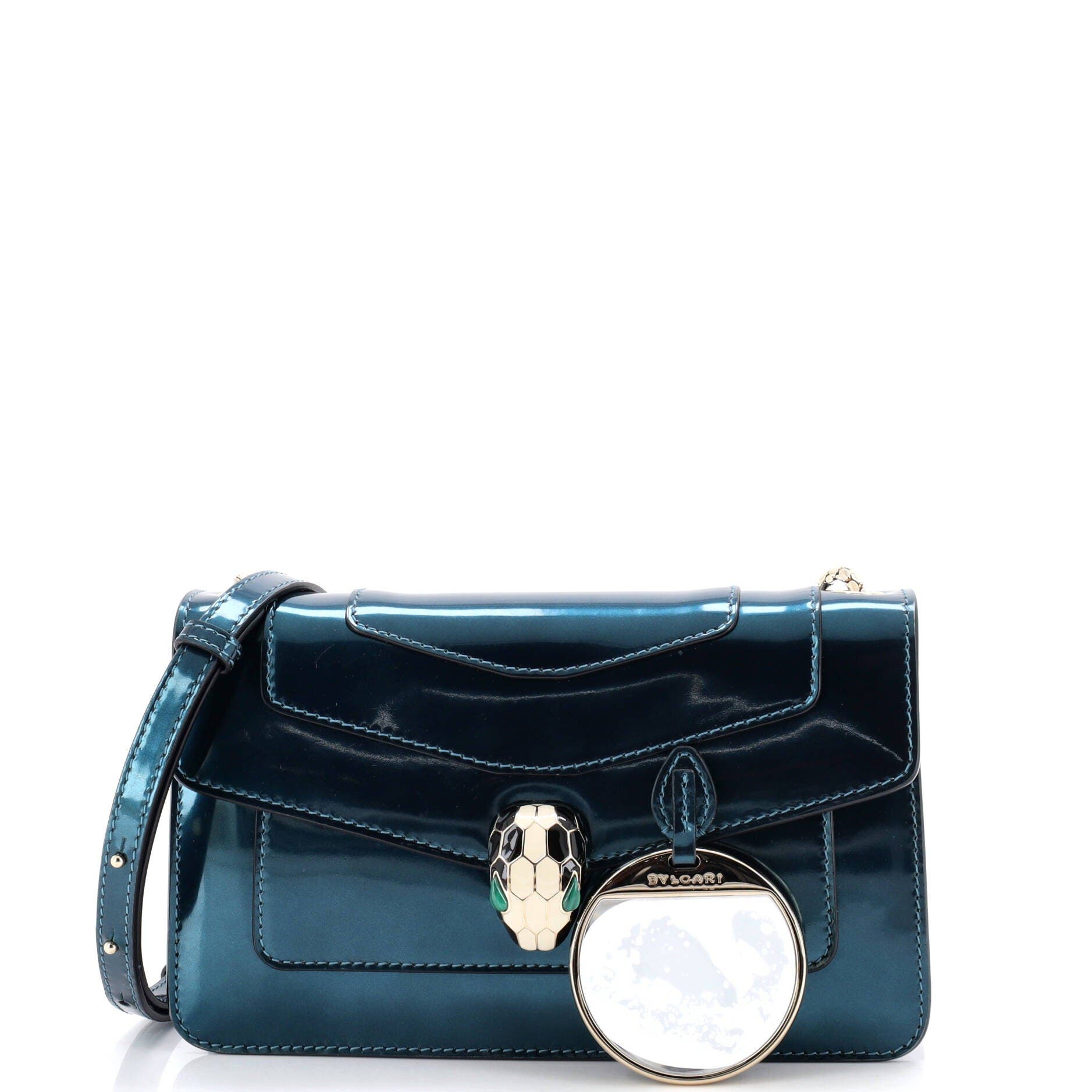 Serpenti Forever Shoulder Bag Patent Small, Alternate, color, Blue