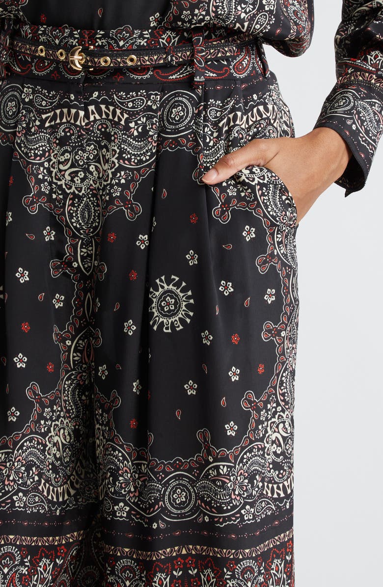Zimmermann Bandana Print Pleated Wide Leg Pants, Alternate, color, 