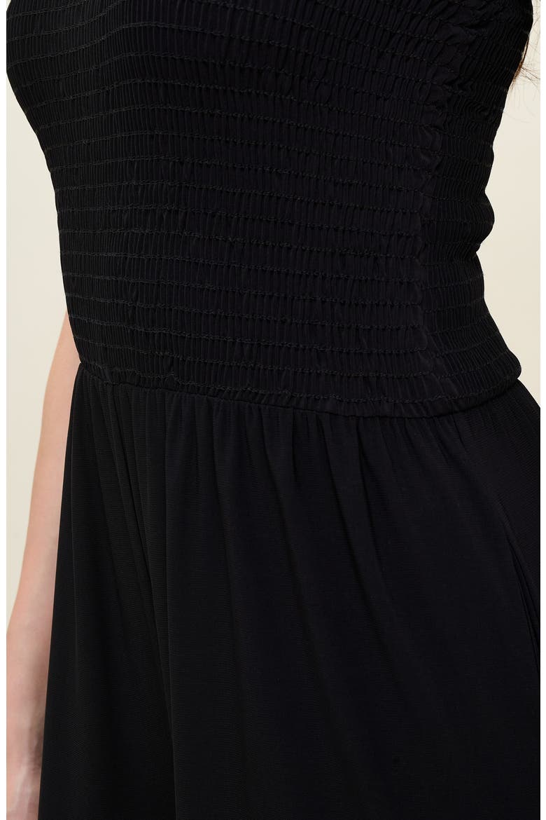 Smocked Knit Sleeveless Jumpsuit, Alternate, color, BLACK