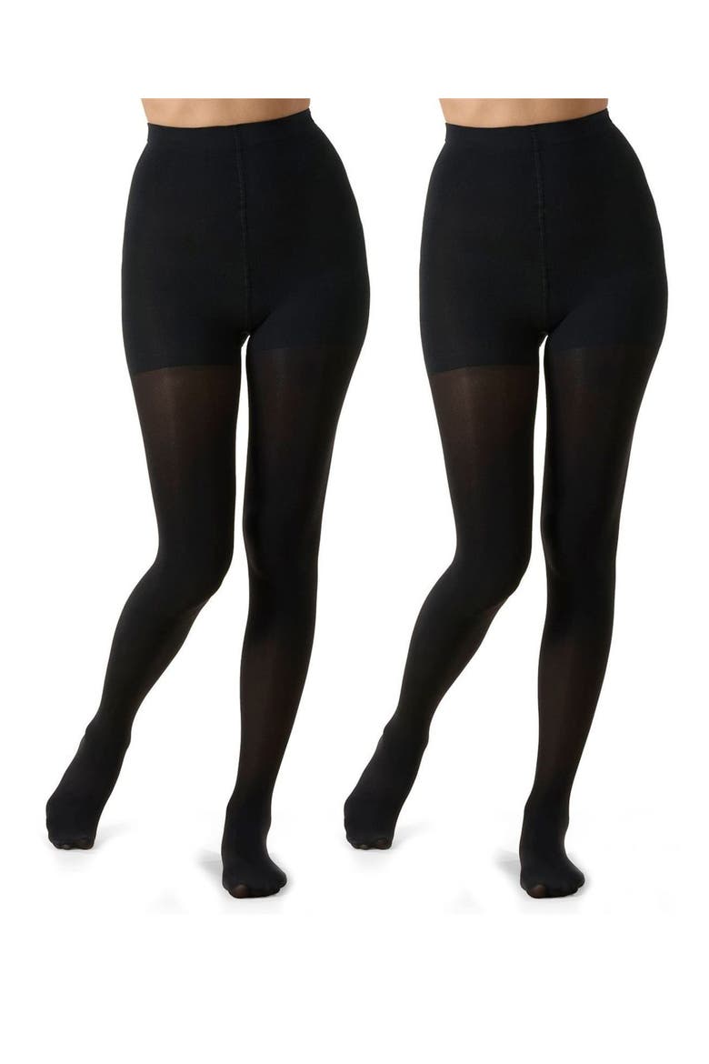 2-Pack Opaque Control Top Tights, Alternate, color, BLACK