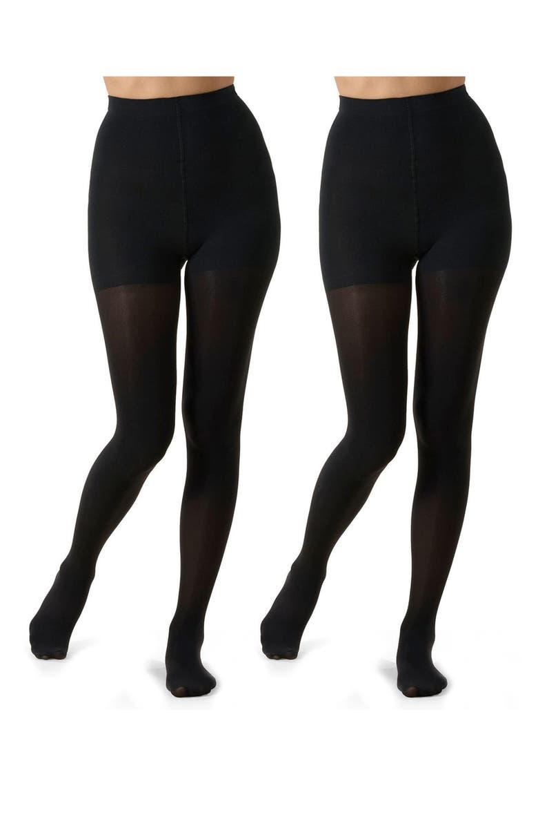 MeMoi 2-Pack Opaque Control Top Tights, Alternate, color, Black