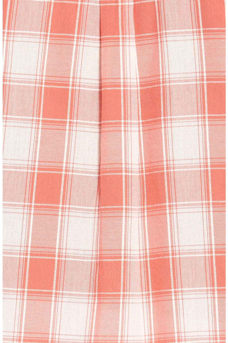 Check Print Popover Shirt, Alternate, color, CORAL- IVORY DOBBY PLAID