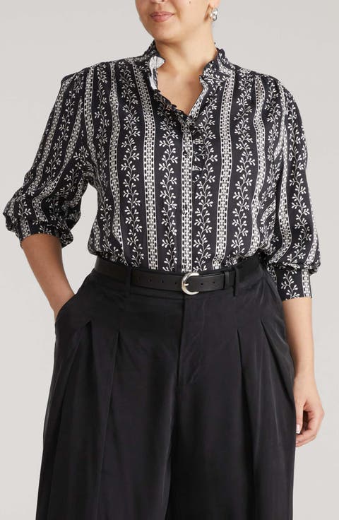 Endora Ruffle Trim Button-Up Shirt