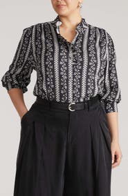 Universal Standard Endora Ruffle Trim Button-Up Shirt