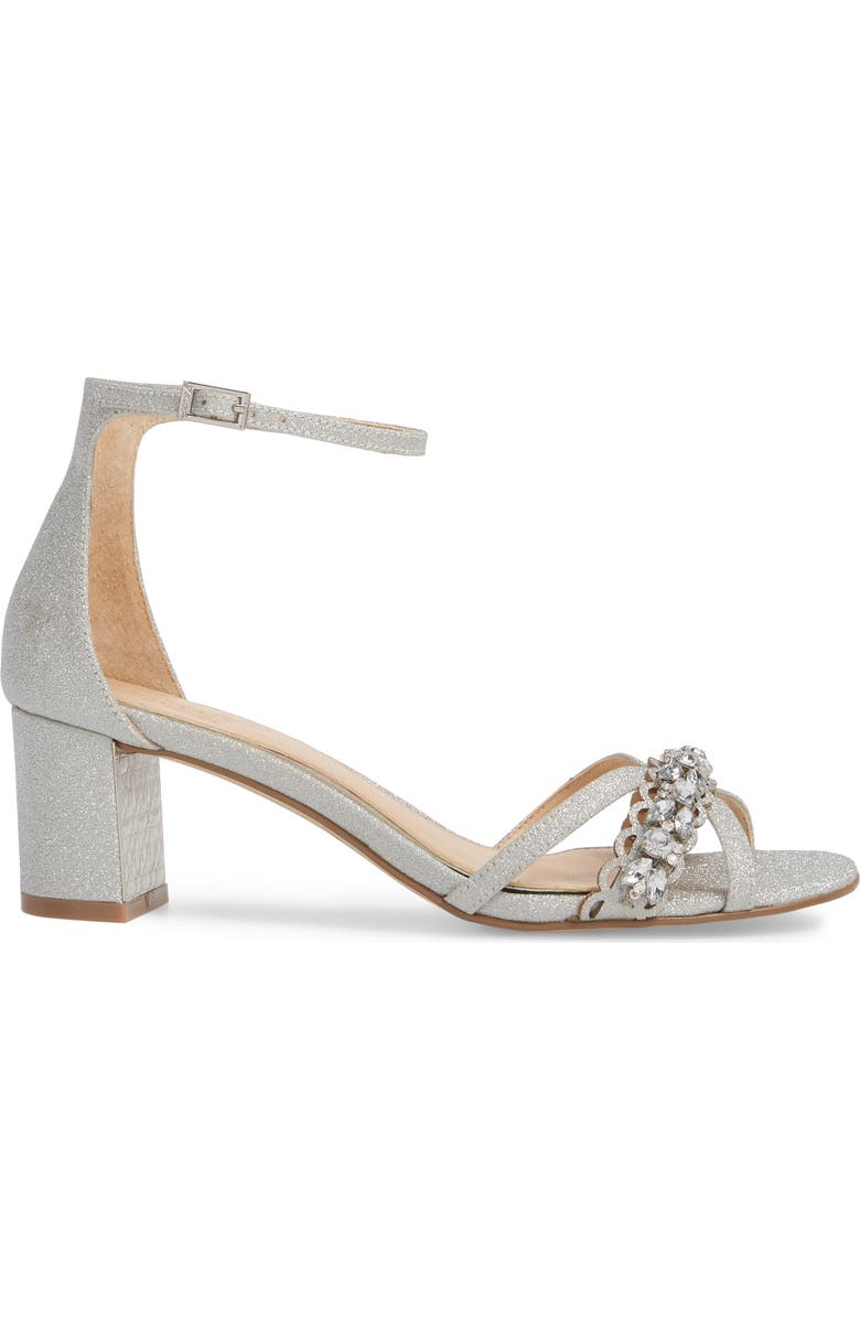 Jewel Badgley Mischka Giona Sandal, Alternate, color, Silver Glitter Fabric