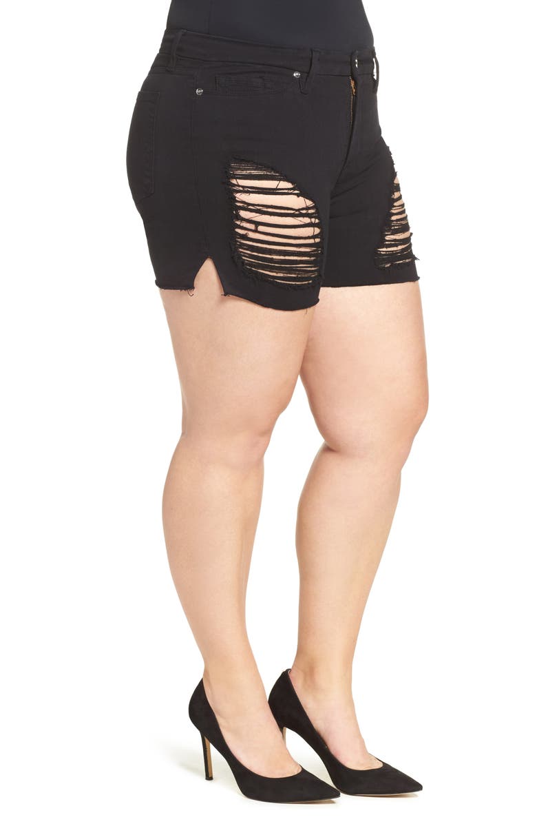 Good American Destroyed Cutoff Denim Shorts, Alternate, color,