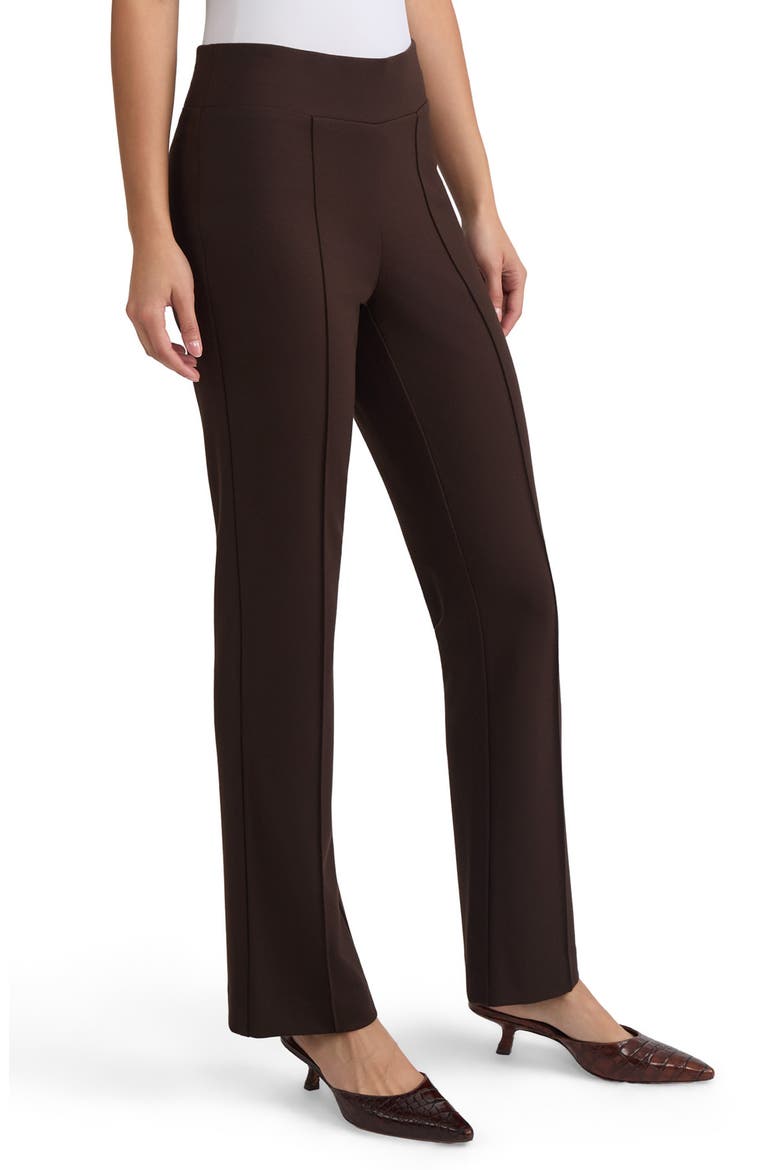 Pintuck Pull-On Straight Leg Pants, Alternate, color, COFFEE BEAN
