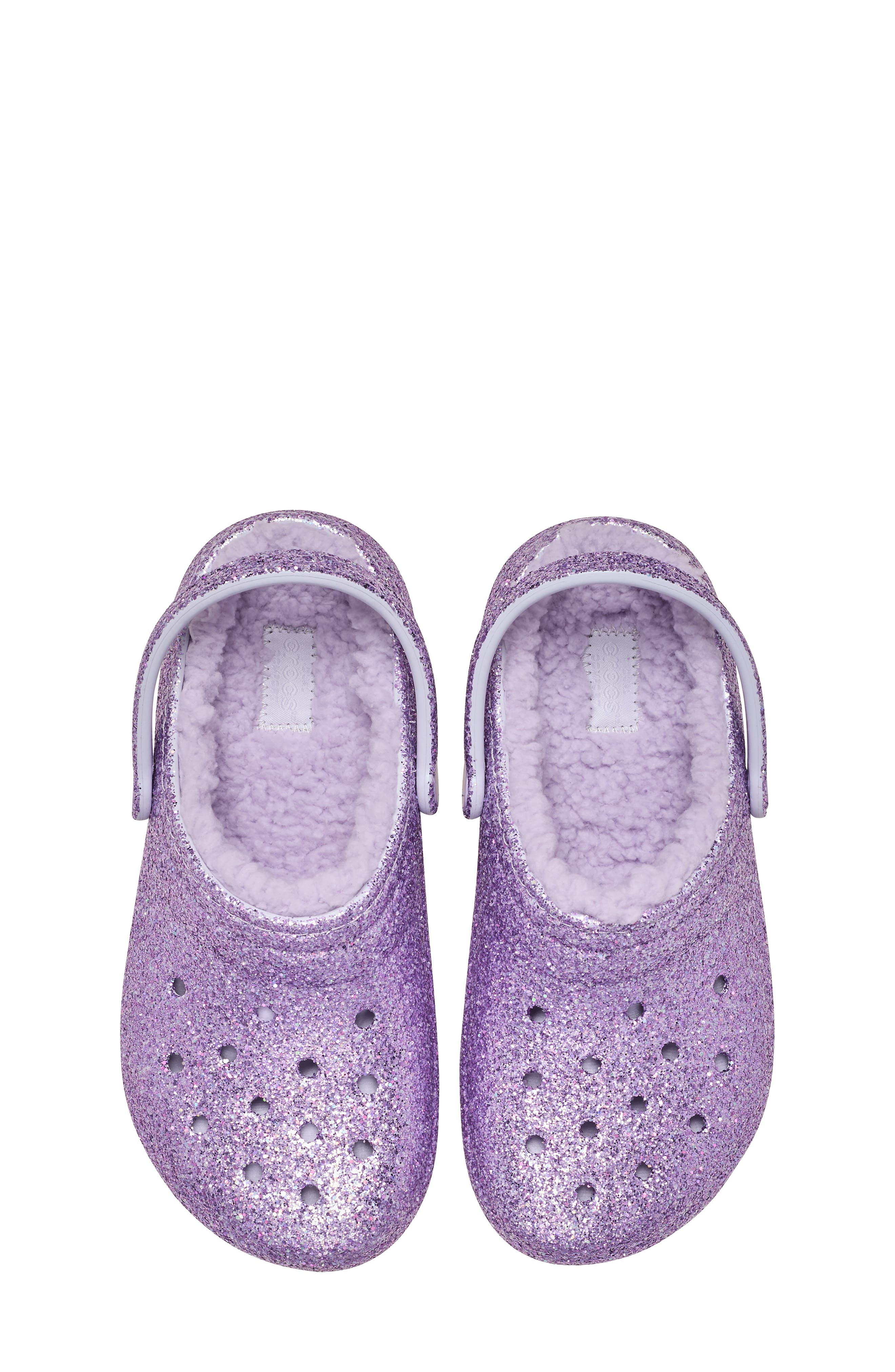 CROCS Kids' Classic Glitter Fleece Lined Clogs, Alternate, color, 