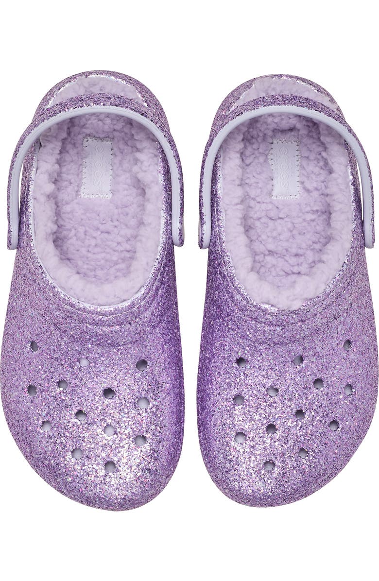 CROCS Kids' Classic Glitter Fleece Lined Clogs, Alternate, color,