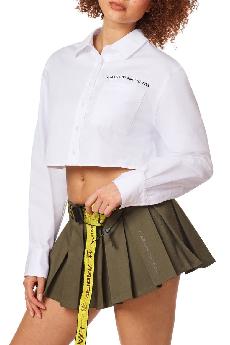 Boxy Cropped Woven Shirt, Alternate, color, BRIGHT WHITE