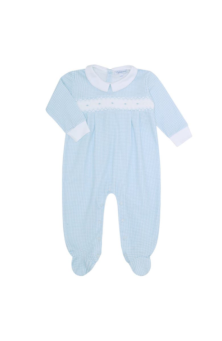 Nellapima Blue Gingham Smocked Footie - Baby, Alternate, color, Blue