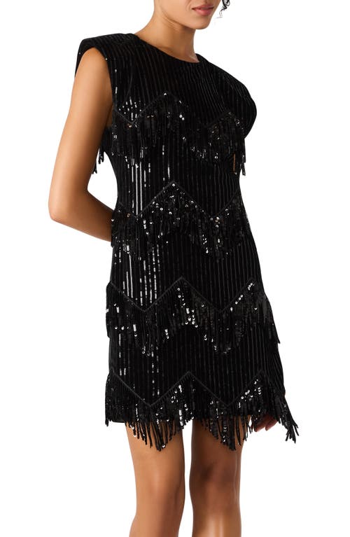 Steve Madden Astoria Sequin Fringe Minidress In Black
