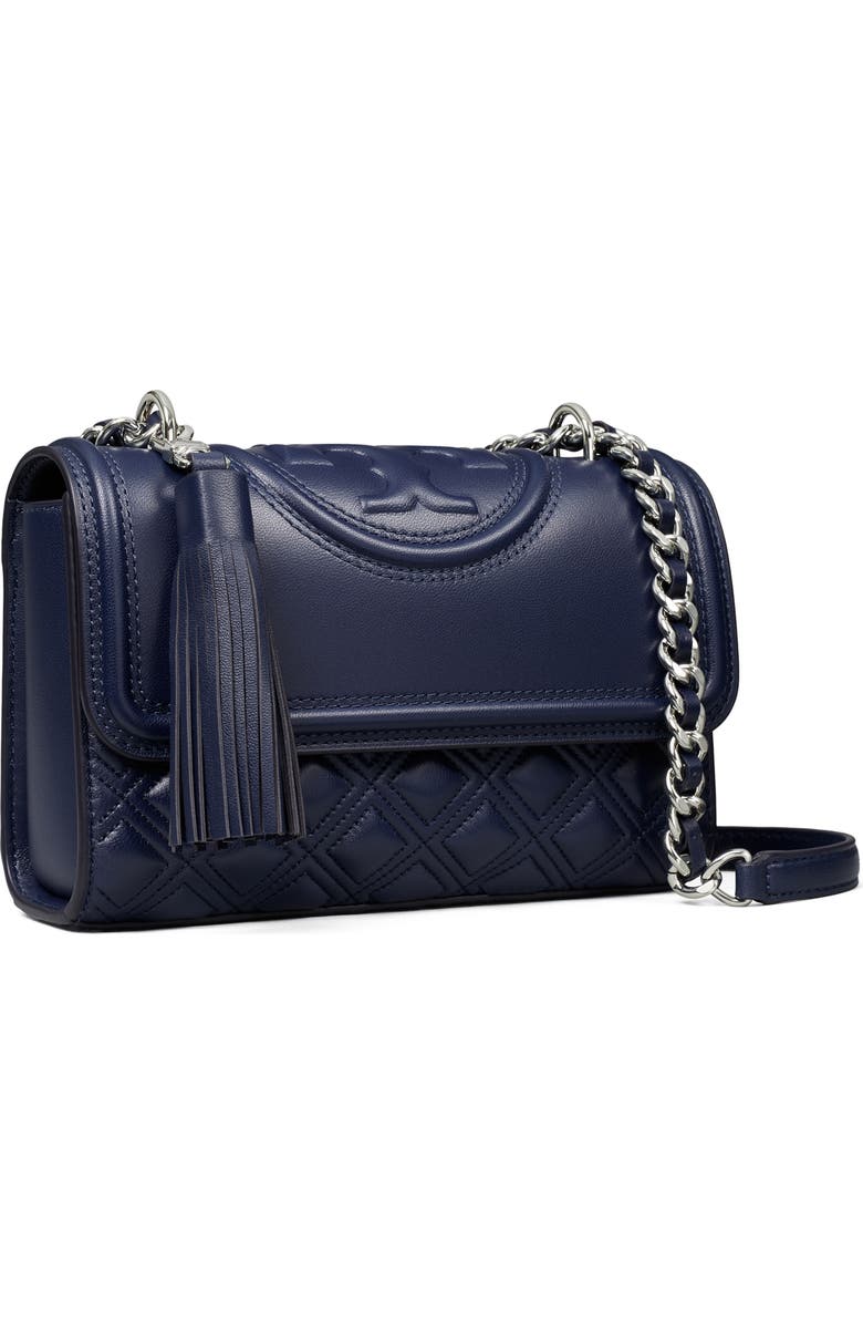 Tory Burch Small Fleming Convertible Leather Shoulder Bag, Alternate, color, Royal Navy
