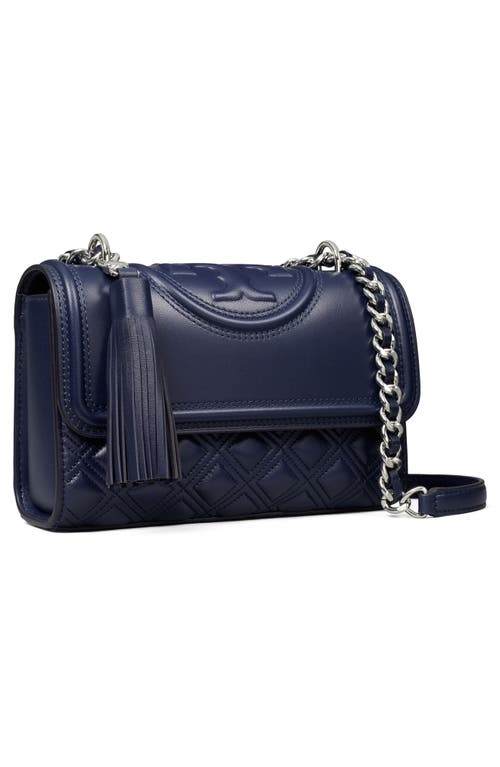 Tory Burch Small Fleming Convertible Leather Shoulder Bag In Blue