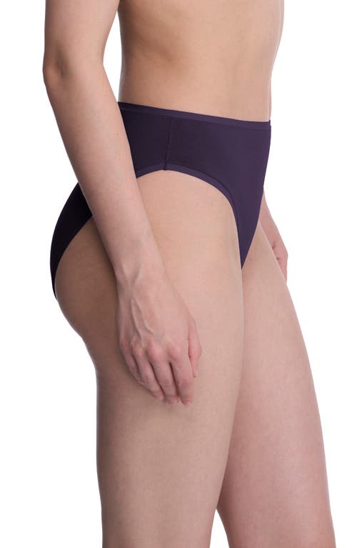 Natori Bliss Bare Cotton High Cut Briefs In Purple