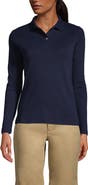 Lands' End School Uniform  Long Sleeve Feminine Fit Interlock Polo Shirt