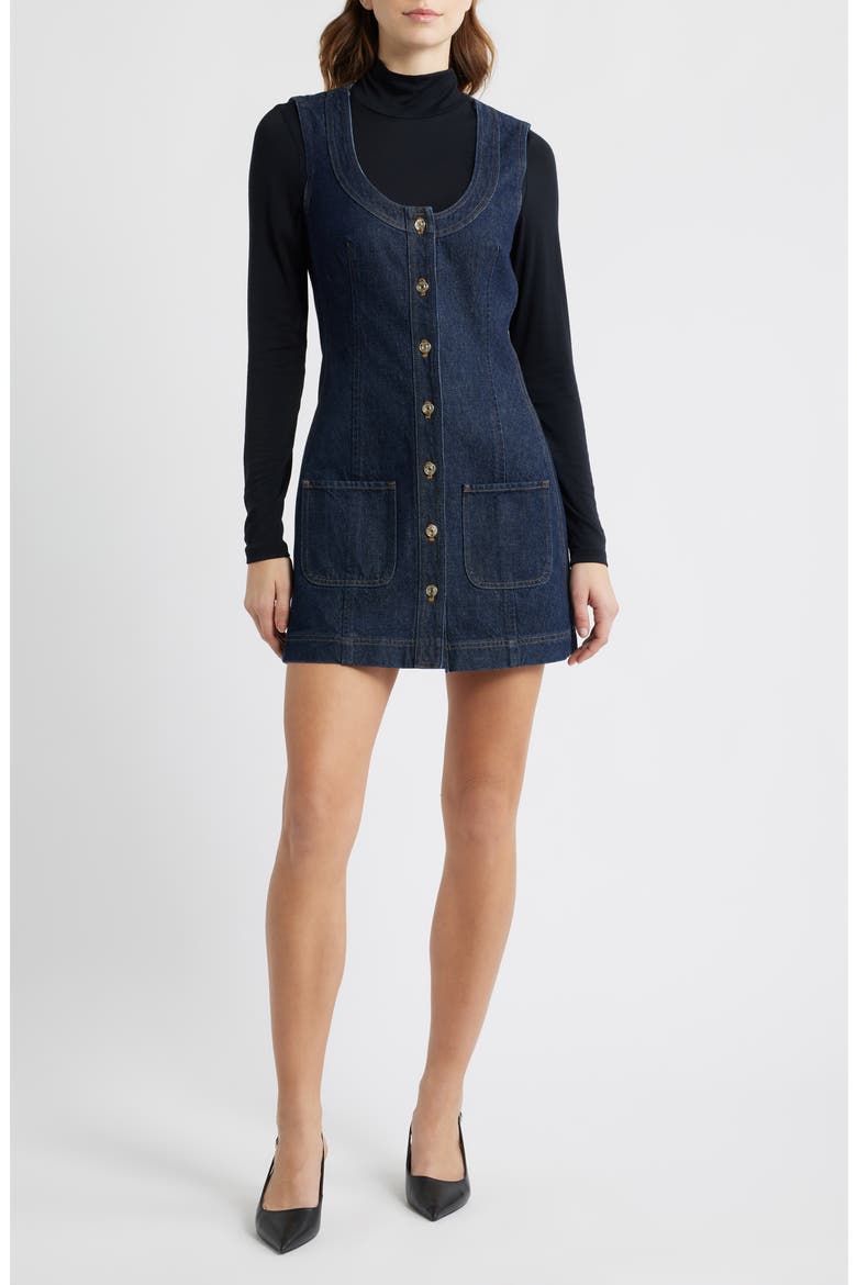 The Patch Pocket Sleeveless Denim Minidress, Main, color, RINSE