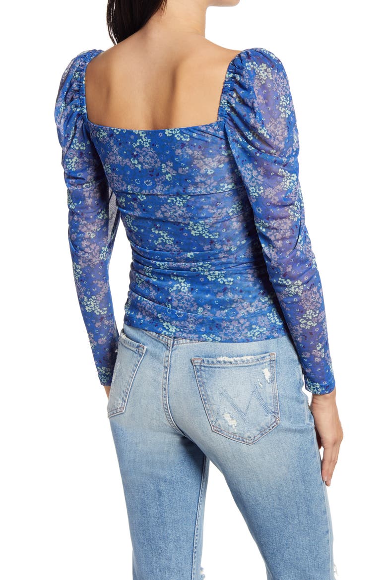 Square Neck Mesh Top, Alternate, color, BLUE MULTI