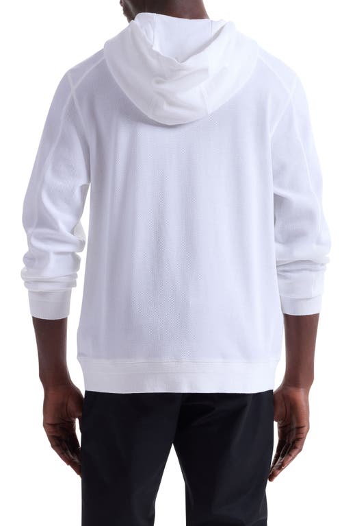 Bugatchi Textured Piqué Hoodie In White