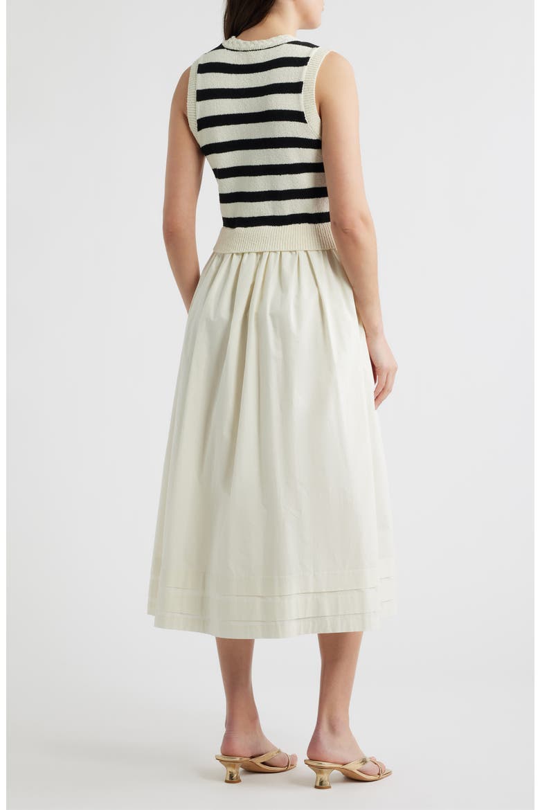 Mixed Media Sleeveless Dress, Alternate, color, CREAM