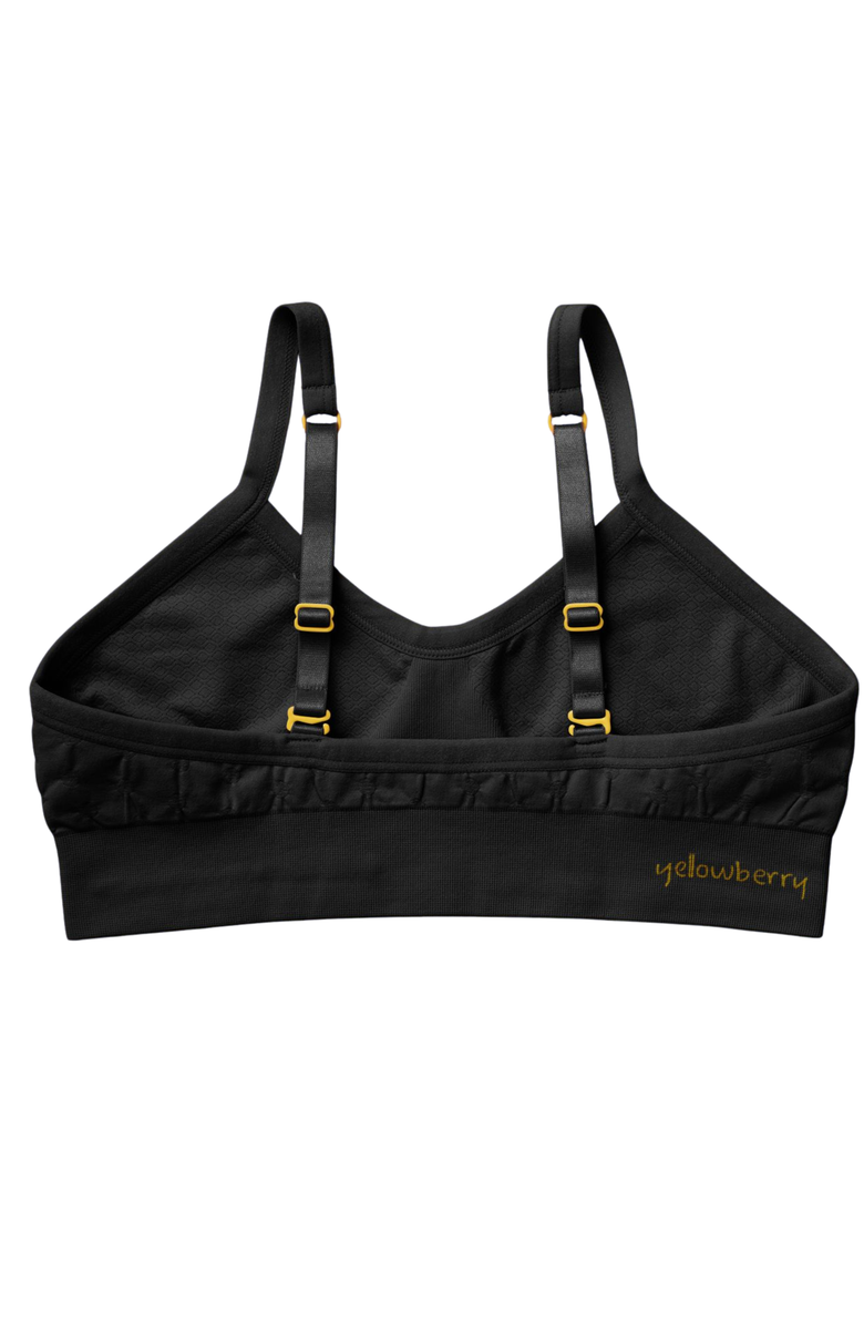 Yellowberry Poppy Seamless Bra, Alternate, color, Black