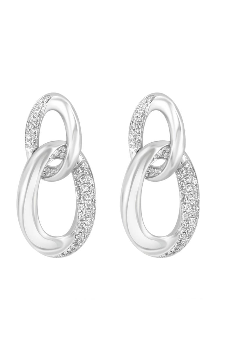 Sterling Silver Diamond Interlocking Circle Drop Earrings, Main, color, Sterling Silver