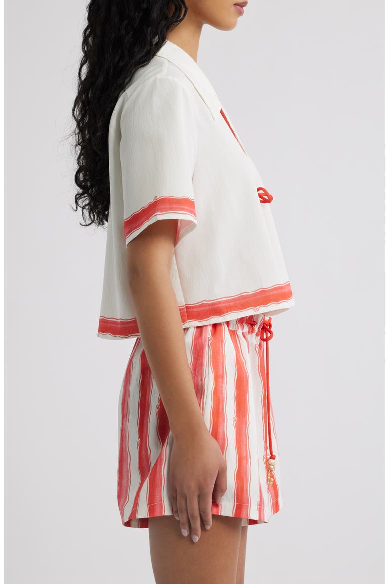 Cherry Glaze Short Sleeve Tie Front Shirt, Alternate, color, CHERRY GLAZE