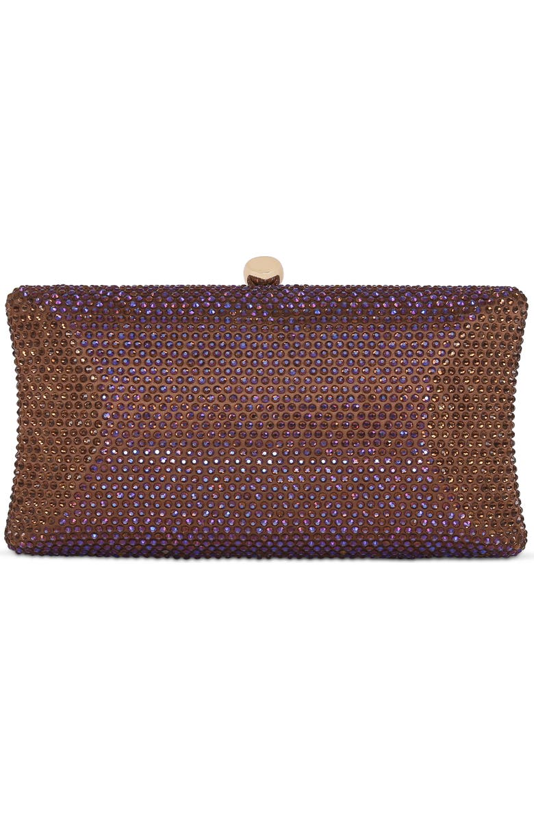 Jewel Badgley Mischka Nia Fully Crystal Beveled Minaudiere, Main, color, Brown