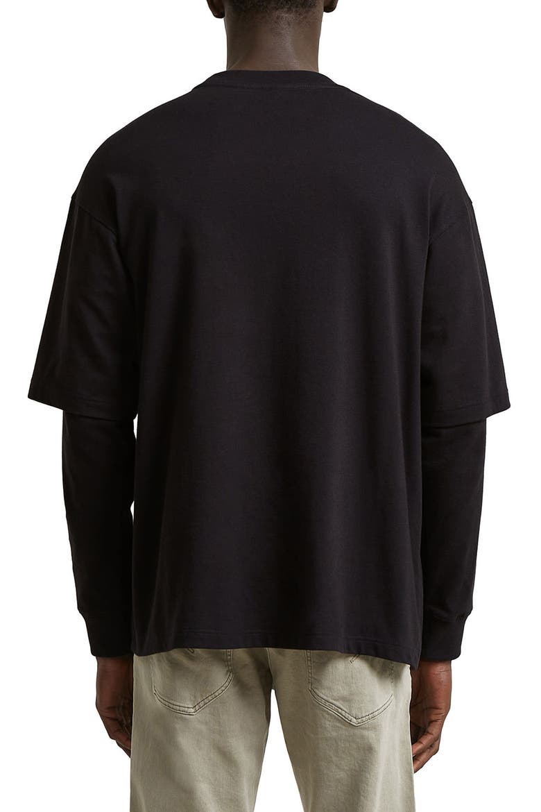 Double Sleeve Relaxed Organic Cotton T-Shirt, Alternate, color, DARK BLACK