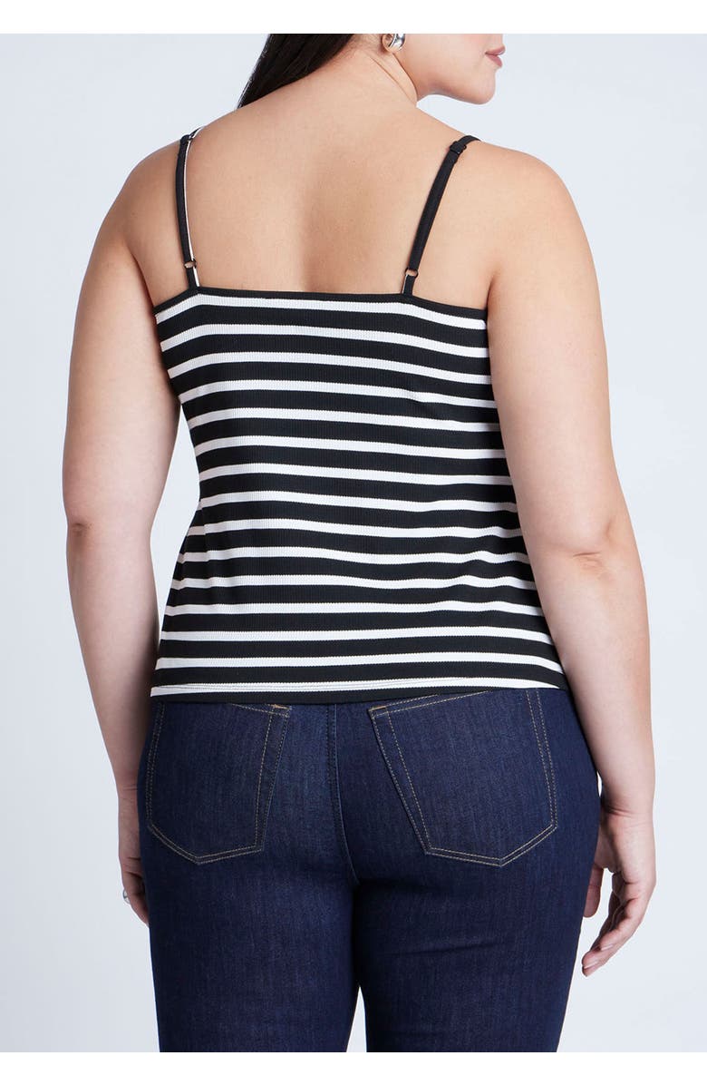 ELOQUII Striped Sweetheart Tank, Alternate, color, Black White Stripe