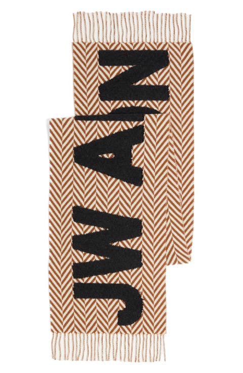 Logo Wool & Alpaca Blend Fringe Scarf