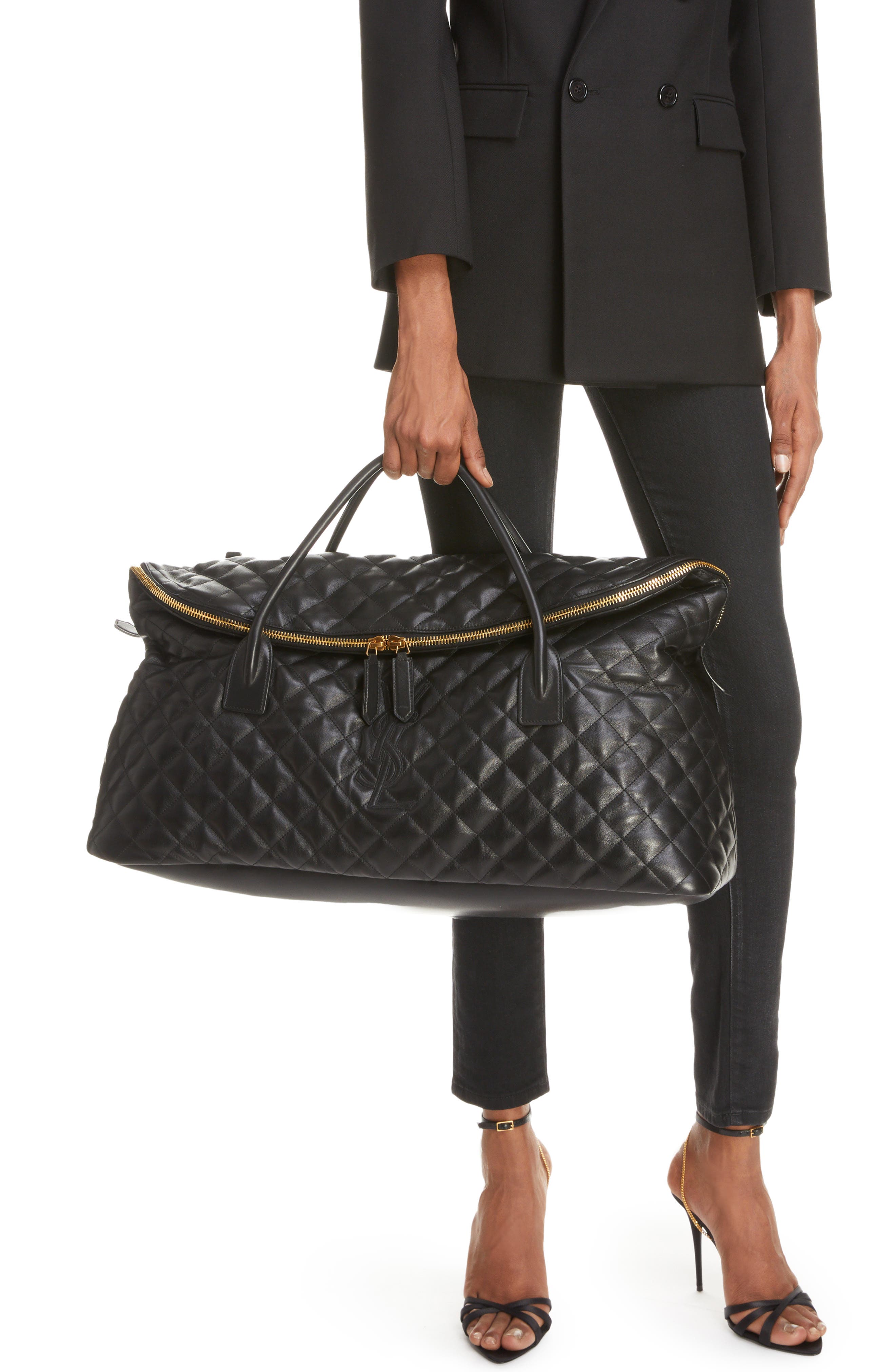 Saint Laurent Es Quilted Leather Duffle Bag, Alternate, color, 