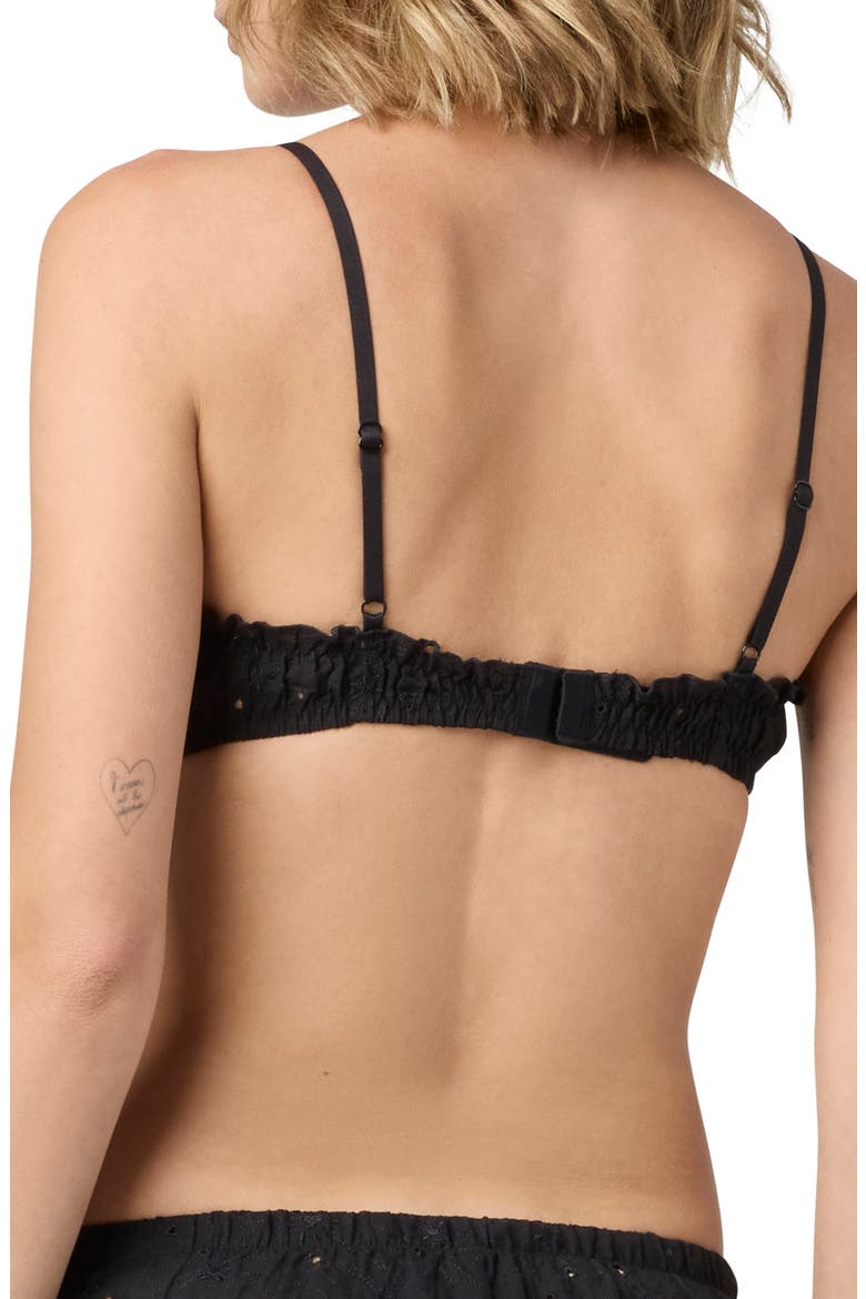 Eyelet Cotton Bralette, Alternate, color, BLACK